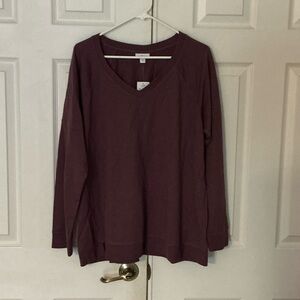 J. Jill Long Sleeve V-Neck Top - Deep Burgundy